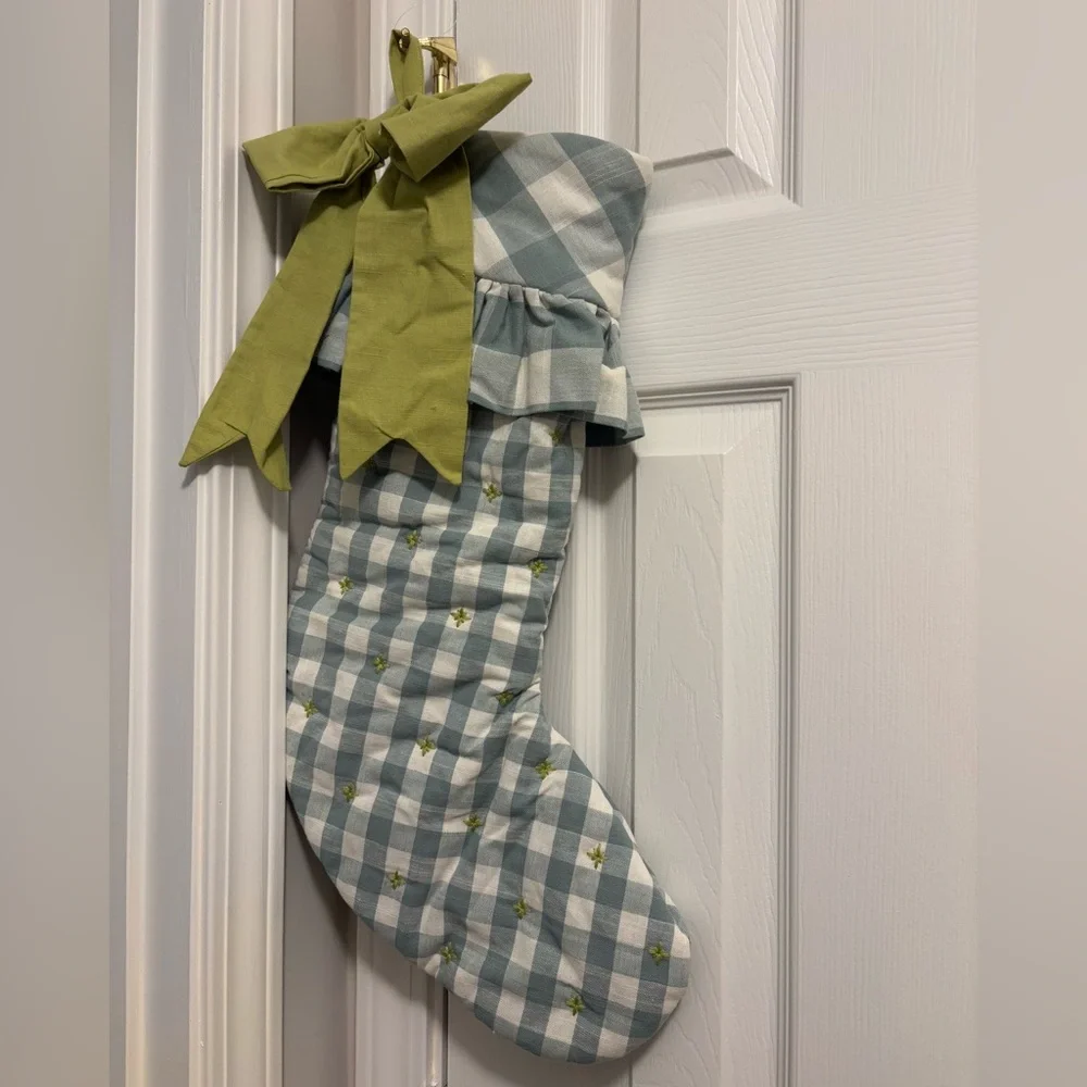 Anthropologie Gingham Bow Stocking - Picture 3 of 4